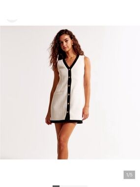 Abercrombie & Fitch White Mini Dress with Black Trim